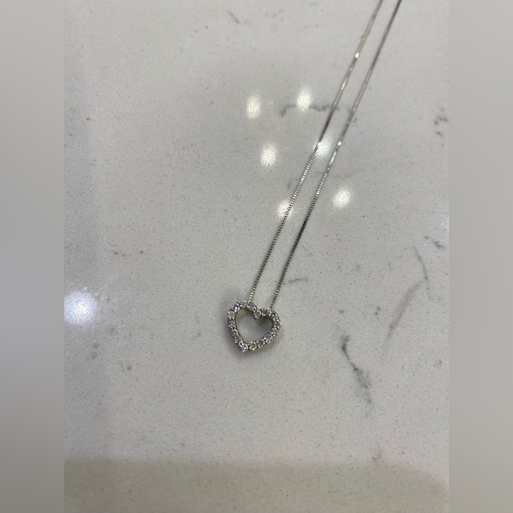 Diamond Heart 9” Pendant Necklace in 14k Gold-Plated Sterling Silver